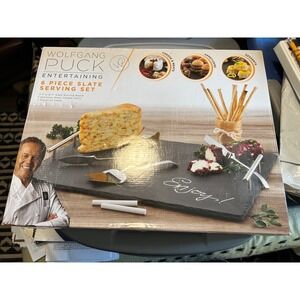 Wolfgang Puck 6 Piece Slate Serving Set Cheese Board Stainless Tools SWC6SLTSRV